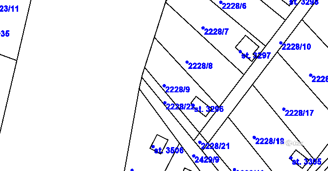 Parcela st. 2228/9 v KÚ Humpolec, Katastrální mapa