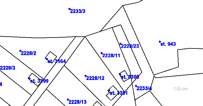 Parcela st. 2228/11 v KÚ Humpolec, Katastrální mapa