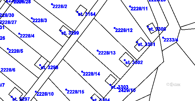Parcela st. 2228/13 v KÚ Humpolec, Katastrální mapa