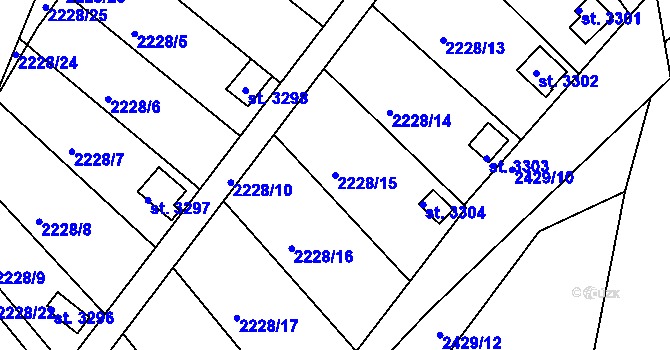 Parcela st. 2228/15 v KÚ Humpolec, Katastrální mapa