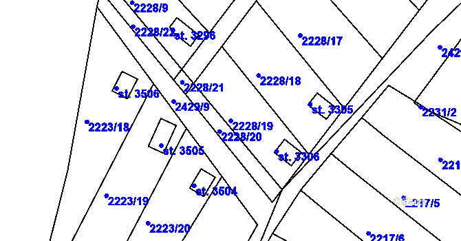 Parcela st. 2228/19 v KÚ Humpolec, Katastrální mapa