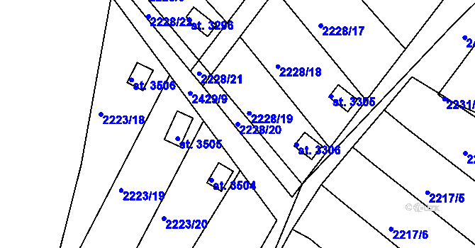 Parcela st. 2228/20 v KÚ Humpolec, Katastrální mapa