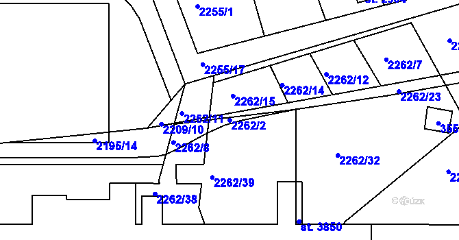 Parcela st. 2262/2 v KÚ Humpolec, Katastrální mapa