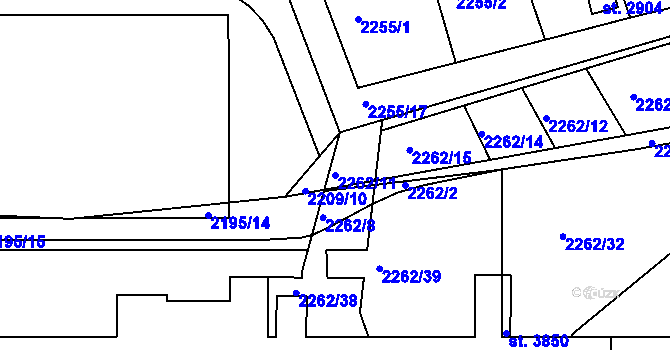 Parcela st. 2262/11 v KÚ Humpolec, Katastrální mapa