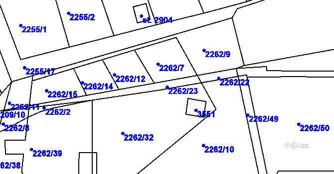 Parcela st. 2262/23 v KÚ Humpolec, Katastrální mapa