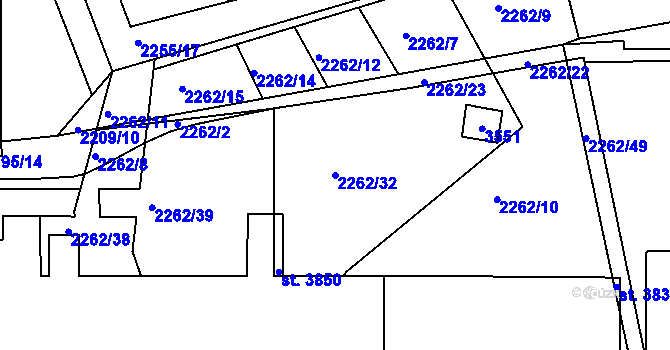 Parcela st. 2262/32 v KÚ Humpolec, Katastrální mapa
