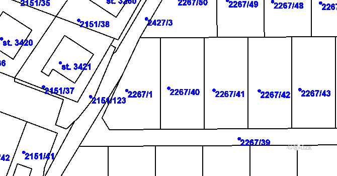 Parcela st. 2267/40 v KÚ Humpolec, Katastrální mapa
