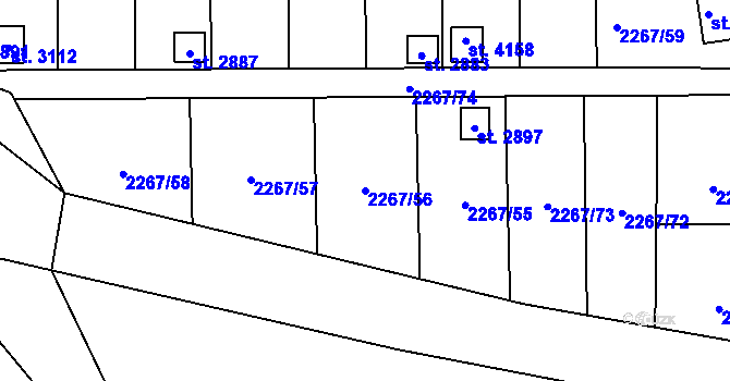 Parcela st. 2267/56 v KÚ Humpolec, Katastrální mapa