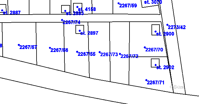 Parcela st. 2267/73 v KÚ Humpolec, Katastrální mapa