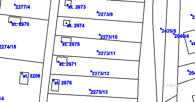 Parcela st. 2273/11 v KÚ Humpolec, Katastrální mapa