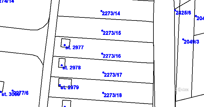 Parcela st. 2273/16 v KÚ Humpolec, Katastrální mapa