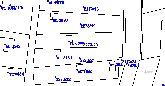 Parcela st. 2273/20 v KÚ Humpolec, Katastrální mapa