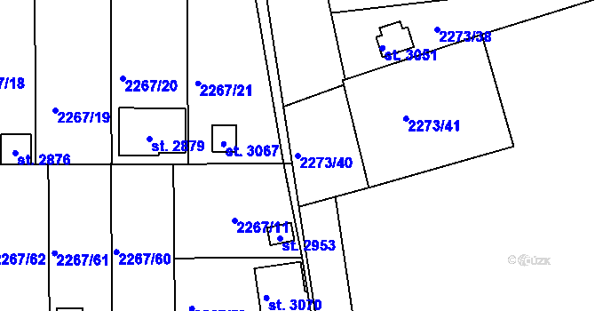 Parcela st. 2273/40 v KÚ Humpolec, Katastrální mapa