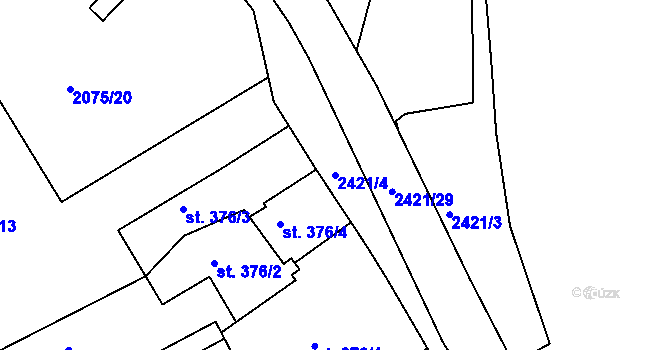 Parcela st. 2421/4 v KÚ Humpolec, Katastrální mapa