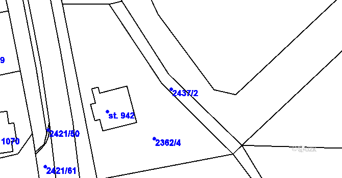 Parcela st. 2437/2 v KÚ Humpolec, Katastrální mapa