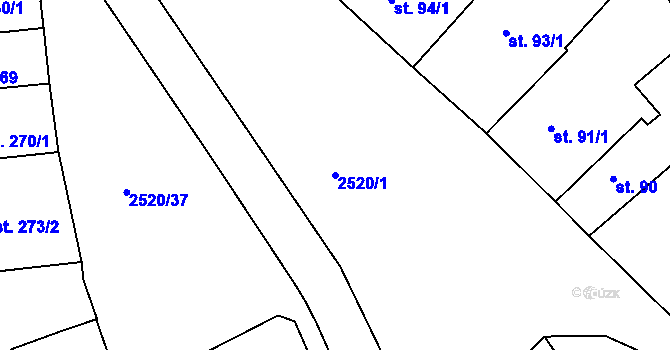 Parcela st. 2520/1 v KÚ Humpolec, Katastrální mapa