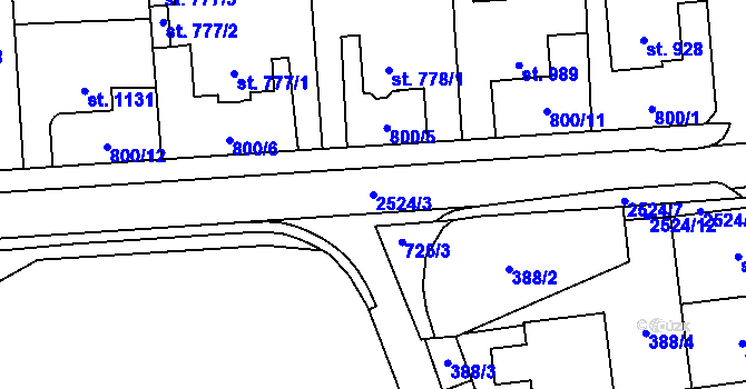 Parcela st. 2524/3 v KÚ Humpolec, Katastrální mapa