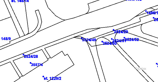 Parcela st. 2524/10 v KÚ Humpolec, Katastrální mapa