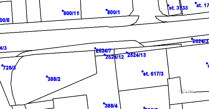 Parcela st. 2524/12 v KÚ Humpolec, Katastrální mapa