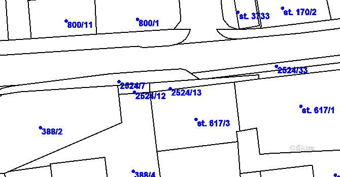Parcela st. 2524/13 v KÚ Humpolec, Katastrální mapa