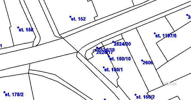 Parcela st. 2524/17 v KÚ Humpolec, Katastrální mapa
