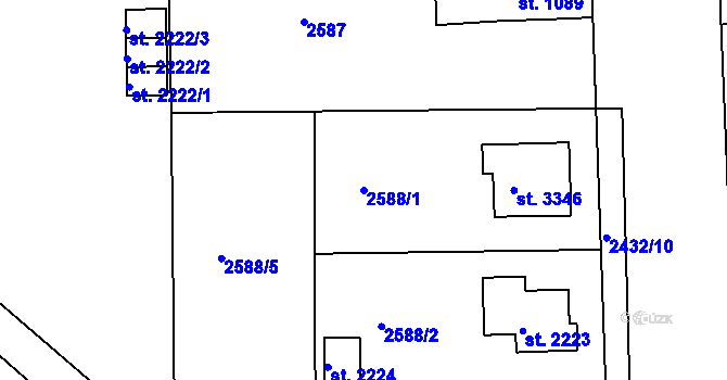 Parcela st. 2588/1 v KÚ Humpolec, Katastrální mapa