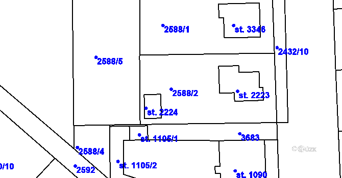 Parcela st. 2588/2 v KÚ Humpolec, Katastrální mapa