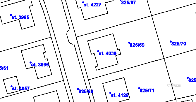Parcela st. 4039 v KÚ Humpolec, Katastrální mapa