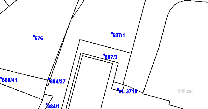 Parcela st. 687/3 v KÚ Humpolec, Katastrální mapa