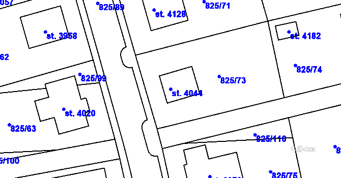 Parcela st. 4044 v KÚ Humpolec, Katastrální mapa