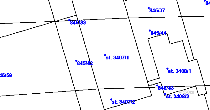 Parcela st. 3407/1 v KÚ Humpolec, Katastrální mapa