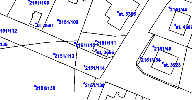 Parcela st. 3566 v KÚ Humpolec, Katastrální mapa