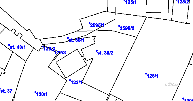Parcela st. 38/2 v KÚ Humpolec, Katastrální mapa
