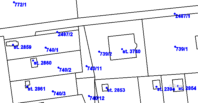 Parcela st. 739/2 v KÚ Humpolec, Katastrální mapa
