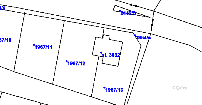 Parcela st. 3632 v KÚ Humpolec, Katastrální mapa