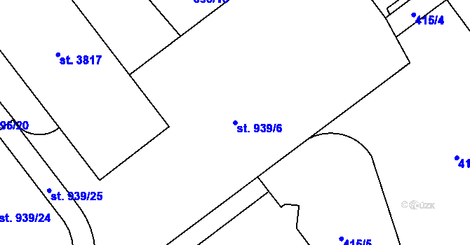 Parcela st. 939/6 v KÚ Humpolec, Katastrální mapa