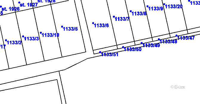 Parcela st. 1133/51 v KÚ Humpolec, Katastrální mapa