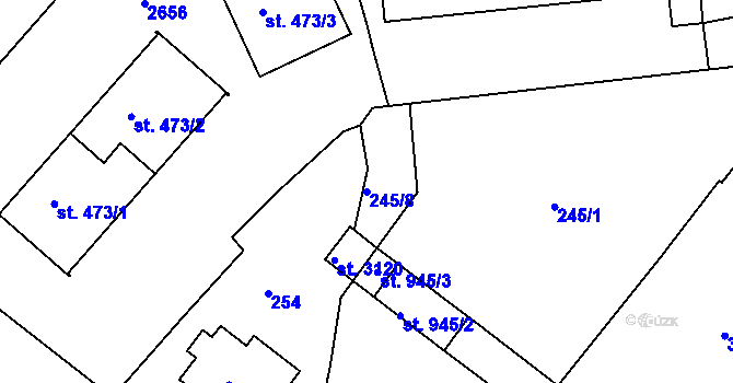 Parcela st. 245/8 v KÚ Humpolec, Katastrální mapa