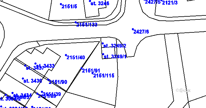 Parcela st. 3249/1 v KÚ Humpolec, Katastrální mapa
