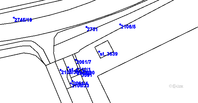 Parcela st. 3639 v KÚ Humpolec, Katastrální mapa