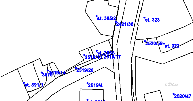 Parcela st. 3638 v KÚ Humpolec, Katastrální mapa