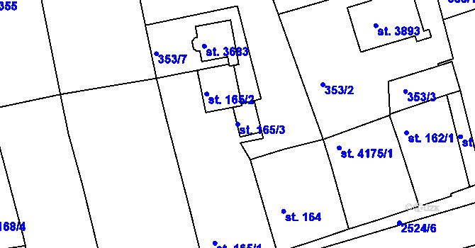 Parcela st. 165/3 v KÚ Humpolec, Katastrální mapa