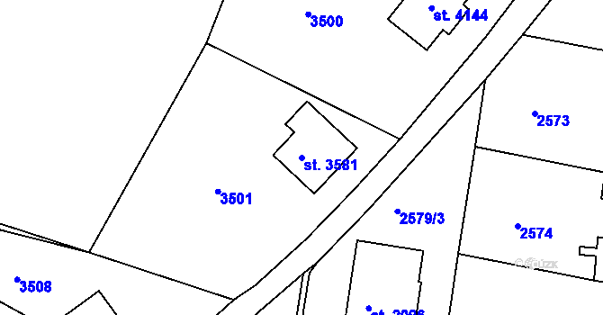Parcela st. 3581 v KÚ Humpolec, Katastrální mapa