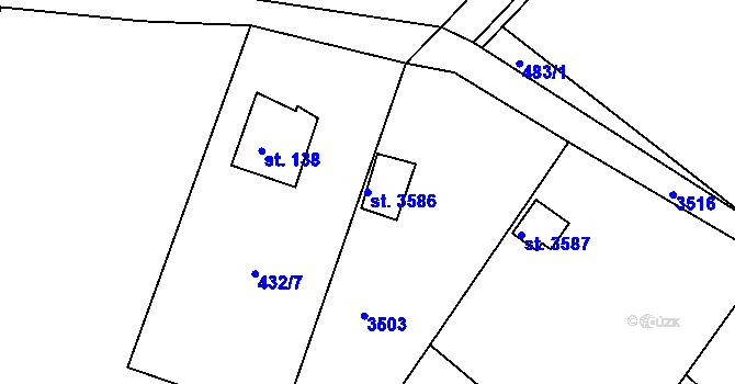 Parcela st. 3586 v KÚ Humpolec, Katastrální mapa