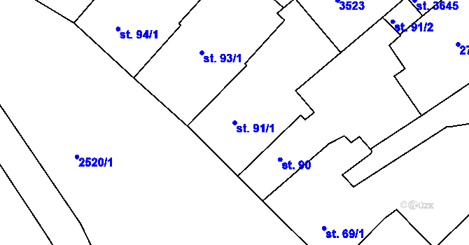 Parcela st. 91/1 v KÚ Humpolec, Katastrální mapa