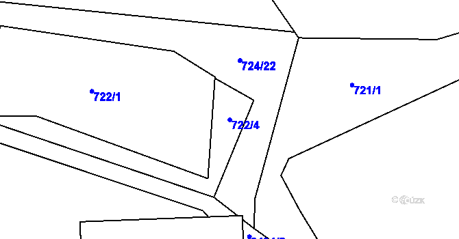 Parcela st. 722/4 v KÚ Humpolec, Katastrální mapa