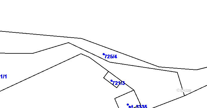 Parcela st. 725/4 v KÚ Humpolec, Katastrální mapa