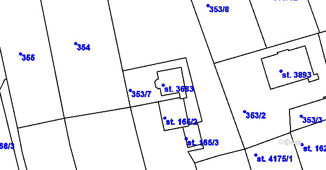Parcela st. 3683 v KÚ Humpolec, Katastrální mapa