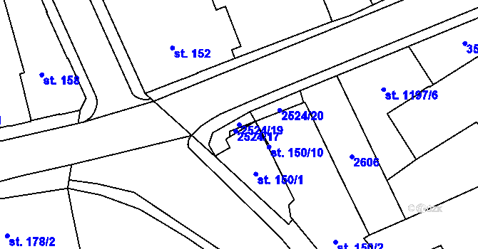 Parcela st. 2524/19 v KÚ Humpolec, Katastrální mapa