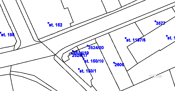 Parcela st. 2524/20 v KÚ Humpolec, Katastrální mapa